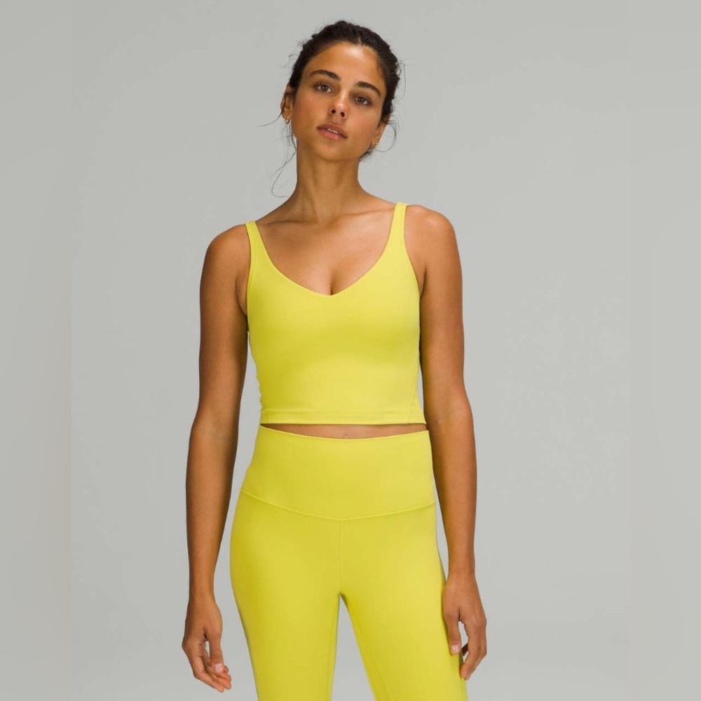 Lululemon Align Tank Top
Yellow size 4 Nulu with shelf bra and pads